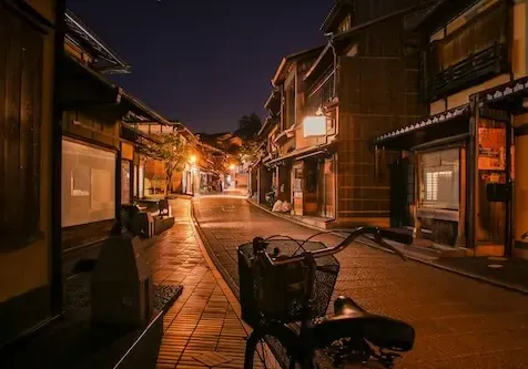 Old Japanese Town at Night